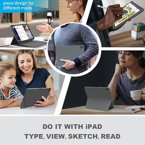 حافظة WIWU iPad Pro 11 بوصة مع لوحة مفاتيح (2022 الجيل الرابع-2018 الجيل الأول)، iPad Air الجيل الخامس/الرابع، حافظة لوحة مفاتيح iPad Pro مع لوحة تتبع، لوحة مفاتيح لاسلكية قابلة للفصل لجهاز iPad Pro 11 بوصة in Kuwait
