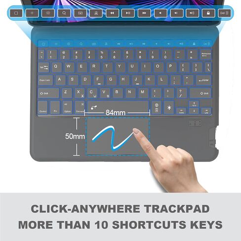 حافظة WIWU iPad Pro 11 بوصة مع لوحة مفاتيح (2022 الجيل الرابع-2018 الجيل الأول)، iPad Air الجيل الخامس/الرابع، حافظة لوحة مفاتيح iPad Pro مع لوحة تتبع، لوحة مفاتيح لاسلكية قابلة للفصل لجهاز iPad Pro 11 بوصة in Kuwait