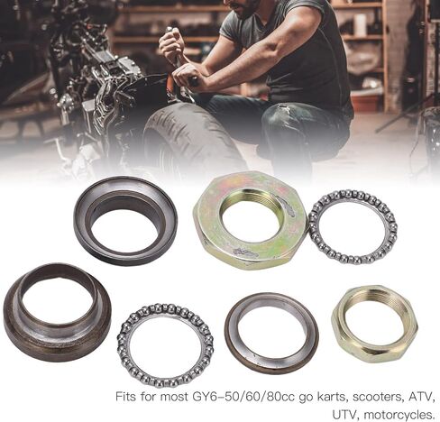 Keenso Motorcycle Fork Steering Stem Kit, Motorcycle Front Fork Steering Stem Bearings and Pulley for GY6‑50/60/80CC Go Karts Scooters ATV UTV Bearing in Saudi Arabia