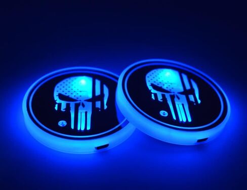 قطعتان من أضواء حامل أكواب السيارة LED للمعاقب، 7 ألوان متغيرة لشحن USB وسادة كأس مضيئة، مصباح LED للجو الداخلي (CFZ) in Saudi Arabia