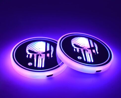 قطعتان من أضواء حامل أكواب السيارة LED للمعاقب، 7 ألوان متغيرة لشحن USB وسادة كأس مضيئة، مصباح LED للجو الداخلي (CFZ) in Saudi Arabia