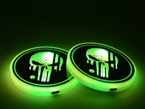 قطعتان من أضواء حامل أكواب السيارة LED للمعاقب، 7 ألوان متغيرة لشحن USB وسادة كأس مضيئة، مصباح LED للجو الداخلي (CFZ) in Saudi Arabia