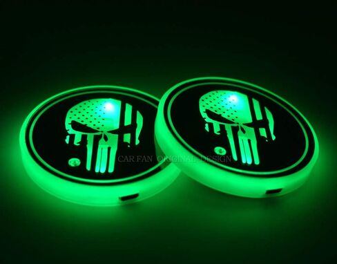 قطعتان من أضواء حامل أكواب السيارة LED للمعاقب، 7 ألوان متغيرة لشحن USB وسادة كأس مضيئة، مصباح LED للجو الداخلي (CFZ) in Saudi Arabia
