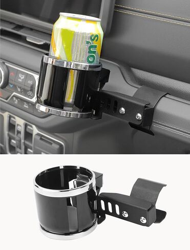 حامل هاتف ومشروب 2 في 1 من Savadicar لسيارة 2024+ Jeep Wrangler (JL) وGladiator (JT) - قم بتخزين هاتفك المحمول والمشروبات بسهولة، والإكسسوارات الداخلية، أسود in Saudi Arabia