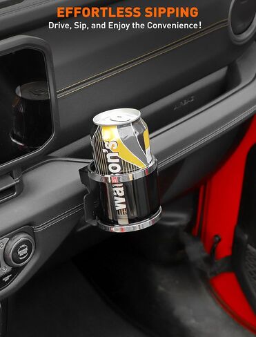 حامل هاتف ومشروب 2 في 1 من Savadicar لسيارة 2024+ Jeep Wrangler (JL) وGladiator (JT) - قم بتخزين هاتفك المحمول والمشروبات بسهولة، والإكسسوارات الداخلية، أسود in Saudi Arabia