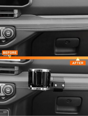 حامل هاتف ومشروب 2 في 1 من Savadicar لسيارة 2024+ Jeep Wrangler (JL) وGladiator (JT) - قم بتخزين هاتفك المحمول والمشروبات بسهولة، والإكسسوارات الداخلية، أسود in Saudi Arabia