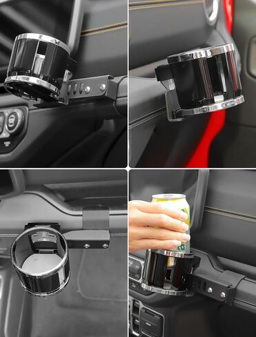 حامل هاتف ومشروب 2 في 1 من Savadicar لسيارة 2024+ Jeep Wrangler (JL) وGladiator (JT) - قم بتخزين هاتفك المحمول والمشروبات بسهولة، والإكسسوارات الداخلية، أسود in Saudi Arabia
