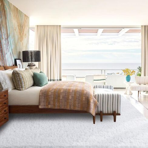 Modern Plush Area Rug 10x14, Ultra Soft Large Faux Fur Area Rug for Bedroom Living Room, Non-Skid Indoor Carpet for Kids Playroom Home Decor in Kuwait