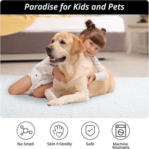 Modern Plush Area Rug 10x14, Ultra Soft Large Faux Fur Area Rug for Bedroom Living Room, Non-Skid Indoor Carpet for Kids Playroom Home Decor in Kuwait