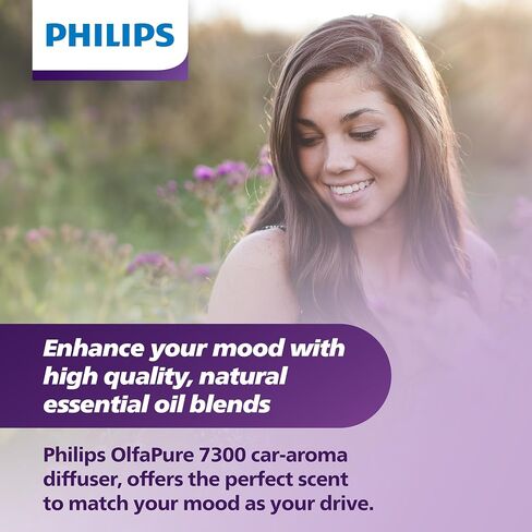 Philips OlfaPure 7300 Smart Car Aroma Scent Diffuser, 10 Long Lasting Car Fragrances to choose from, Premium Car Accessories for Men or Women, Portable Car Air Freshener | OP730BLKX1 in Saudi Arabia