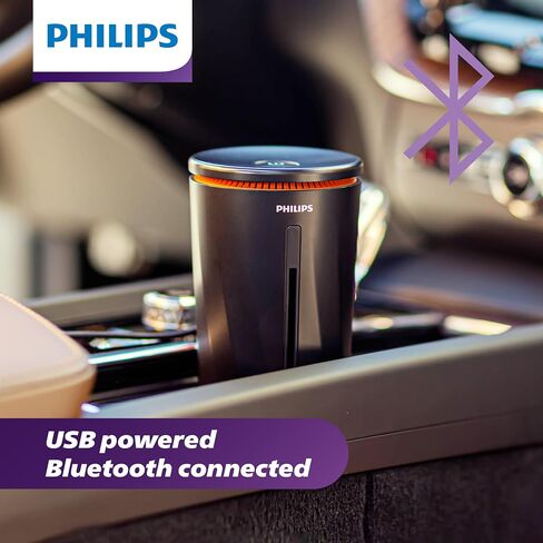 Philips OlfaPure 7300 Smart Car Aroma Scent Diffuser, 10 Long Lasting Car Fragrances to choose from, Premium Car Accessories for Men or Women, Portable Car Air Freshener | OP730BLKX1 in Saudi Arabia