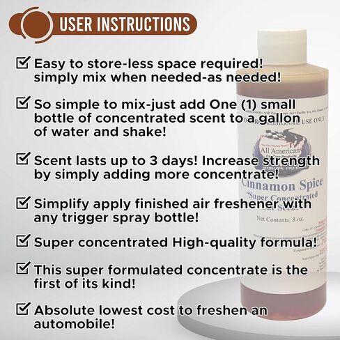 Super Concentrated Car Scent Air Freshener - Cinnamon Spice - Mix to Make 1 Gallon in Saudi Arabia