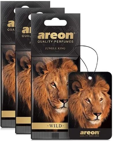 AREON WILD - معطر هواء للسيارة لطيف ومضحك معلق مخصص للمنزل والمكتب - عطر كولونيا فاخر مع عطور طبيعية - رائحة منعشة وفاخرة تدوم طويلاً - تصميم أنيق - برية ومجانية in Kuwait