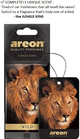 AREON WILD - معطر هواء للسيارة لطيف ومضحك معلق مخصص للمنزل والمكتب - عطر كولونيا فاخر مع عطور طبيعية - رائحة منعشة وفاخرة تدوم طويلاً - تصميم أنيق - برية ومجانية in Kuwait