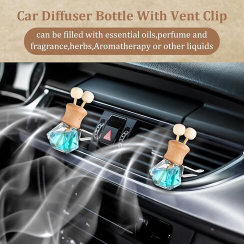 60Pcs 8ml Car Air Freshener Bottle Diffuser Empty Clear Glass Essential Diffuser Oil Aromatherapy Fragrance Perfume Pendant Glass Vials with Vent Clip Wooden Caps Stick Fragrance Ornament in Saudi Arabia