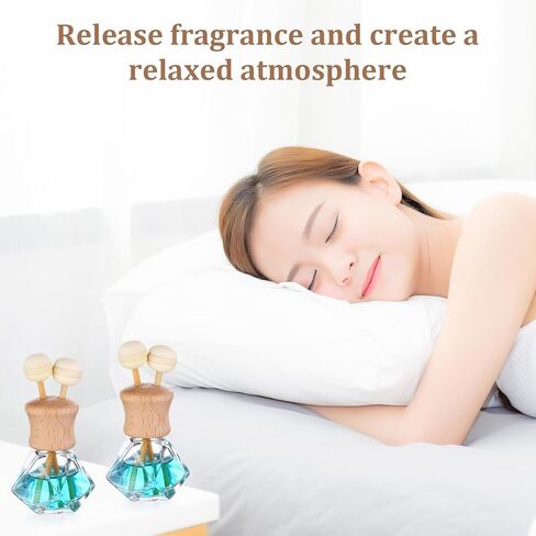 60Pcs 8ml Car Air Freshener Bottle Diffuser Empty Clear Glass Essential Diffuser Oil Aromatherapy Fragrance Perfume Pendant Glass Vials with Vent Clip Wooden Caps Stick Fragrance Ornament in Saudi Arabia