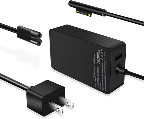 شاحن Surface Pro بقدرة 65 واط لجهاز Microsoft Surface Pro 9,8,7+,7,6,5,4,3,X, Surface Laptop Go 5,4,3,2,1, Surface Go 3,2,1 Tablet, Surface الكتاب 3 2 1، يدعم سلك طاقة محول التيار المتردد بقدرة 44 وات 36 وات in Kuwait