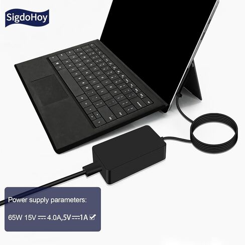 شاحن Surface Pro بقدرة 65 واط لجهاز Microsoft Surface Pro 9,8,7+,7,6,5,4,3,X, Surface Laptop Go 5,4,3,2,1, Surface Go 3,2,1 Tablet, Surface الكتاب 3 2 1، يدعم سلك طاقة محول التيار المتردد بقدرة 44 وات 36 وات in Kuwait