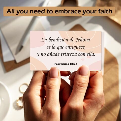 هدايا مسيحية إسبانية تحفيزية | بطاقات صلاة إسبانية ملهمة | 60 بطاقة صلاة فريدة من نوعها ذات طابع بوهو مع آيات من الكتاب المقدس، وبطاقات كتابية صغيرة in Saudi Arabia