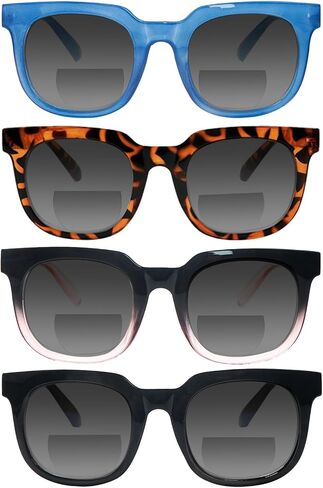 4 Packs Bifocal Reading Sunglasses for Women Men Spring Hinge Fashion Bifocal Outdoor UV400 Sun Readers Glasses in Saudi Arabia