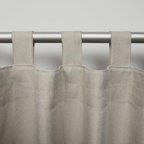 Biscayne Indoor/Outdoor Two Tone Textured Hook-and-Loop Tab Top Curtain Panel, 54"x96", Sand, Set of 2 in Saudi Arabia