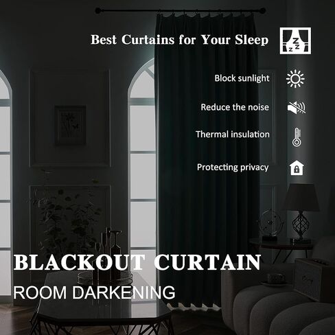 ستائر مطوية للتعتيم معزولة حراريًا لمعالجة نوافذ الغرفة لباب الفناء وستائر المنزل/المكتب جنبًا إلى جنب مع أربطة وخطافات ولوحين W(26 بوصة + 26 بوصة) L84 (بيج، 52 بوصة × 84 بوصة) in Kuwait