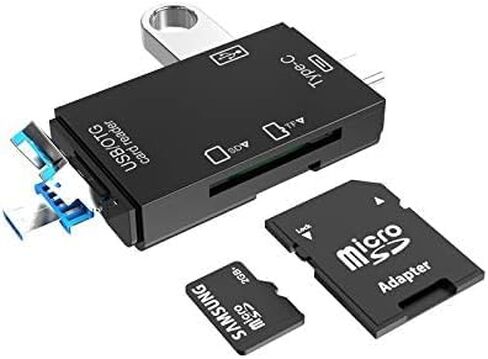 قارئ بطاقات، قارئ بطاقات الذاكرة، قارئ بطاقات Micro SD، قارئ بطاقات SD USB 2.0 مع محول OTG ونوع C in Saudi Arabia