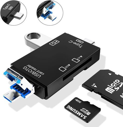 قارئ بطاقات، قارئ بطاقات الذاكرة، قارئ بطاقات Micro SD، قارئ بطاقات SD USB 2.0 مع محول OTG ونوع C in Saudi Arabia