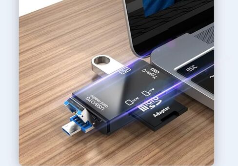قارئ بطاقات، قارئ بطاقات الذاكرة، قارئ بطاقات Micro SD، قارئ بطاقات SD USB 2.0 مع محول OTG ونوع C in Saudi Arabia