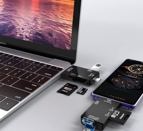قارئ بطاقات، قارئ بطاقات الذاكرة، قارئ بطاقات Micro SD، قارئ بطاقات SD USB 2.0 مع محول OTG ونوع C in Saudi Arabia