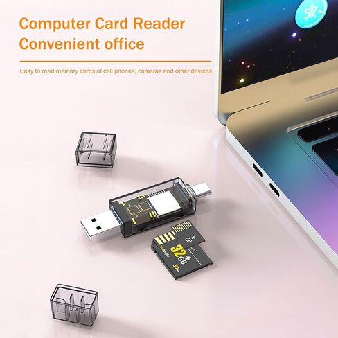 2 Pack USB SD Card Reader for PC, Micro SD Card to USB Adapter, Transparent Housing Dual USB and USB-C Plug Card Reader for Camera Memory Card Reader (2 Pack USB_USB-C) in Saudi Arabia