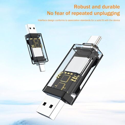 2 Pack USB SD Card Reader for PC, Micro SD Card to USB Adapter, Transparent Housing Dual USB and USB-C Plug Card Reader for Camera Memory Card Reader (2 Pack USB_USB-C) in Saudi Arabia