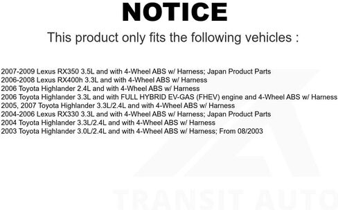 الجبهة اليمنى ABS عجلة السرعة الاستشعار SEN-2ABS1301 لتويوتا هايلاندر لكزس RX350 RX330 RX400h in Kuwait