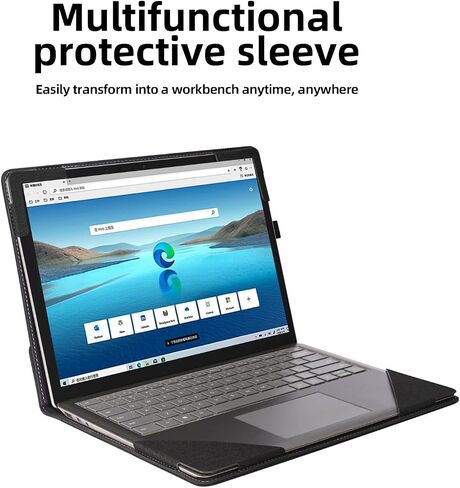 حقيبة كمبيوتر محمول لجهاز Microsoft Surface Laptop5/ 4/3 / 2/1 مقاس 15 بوصة خاص، حافظة كمبيوتر محمول قابلة للفصل من جلد البولي يوريثان الفاخر (حجم 15 بوصة) (15 بوصة، أحمر نبيذي) in Saudi Arabia
