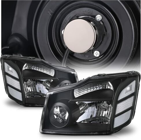 M-AUTO Headlamp Headlight Assembly Set Compatible with 04-15 Nissan Titan / 2004 2005 2006 2007 Armada, OE Style Black Housing Clear Clear Side Head Lights, Driver and Passenger Side in Saudi Arabia