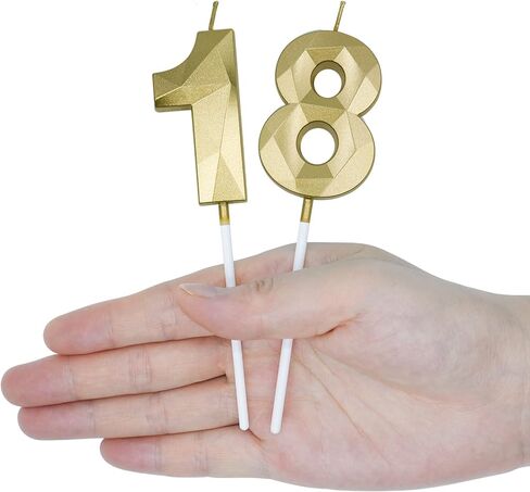 77th Birthday Candles for Cake, Gold Number 77 3D Diamond Shaped Candle Birthday Decorations Party Supplies for Women or Men in Saudi Arabia