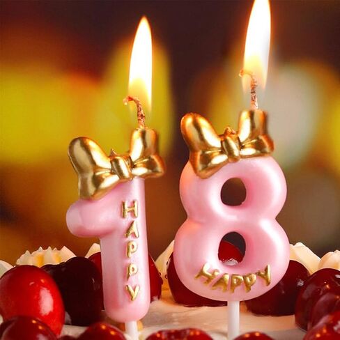 Pink Birthday Candle, Cute Bow Knot Cake Numeral Candles Number Candles for Girls Birthday Anniversary Parties (Number 1) in Saudi Arabia