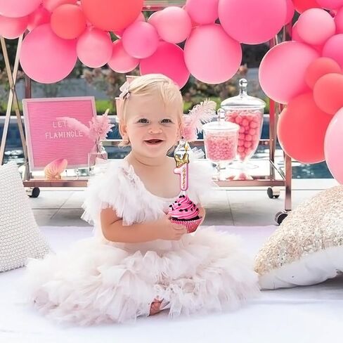Pink Birthday Candle, Cute Bow Knot Cake Numeral Candles Number Candles for Girls Birthday Anniversary Parties (Number 1) in Saudi Arabia