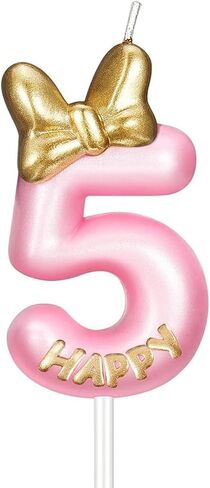 Pink Birthday Candle, Cute Bow Knot Cake Numeral Candles Number Candles for Girls Birthday Anniversary Parties (Number 1) in Saudi Arabia