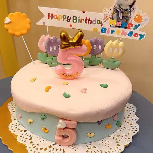Pink Birthday Candle, Cute Bow Knot Cake Numeral Candles Number Candles for Girls Birthday Anniversary Parties (Number 1) in Saudi Arabia
