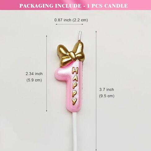 Pink Birthday Candle, Cute Bow Knot Cake Numeral Candles Number Candles for Girls Birthday Anniversary Parties (Number 1) in Saudi Arabia