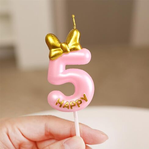 Pink Birthday Candle, Cute Bow Knot Cake Numeral Candles Number Candles for Girls Birthday Anniversary Parties (Number 1) in Saudi Arabia