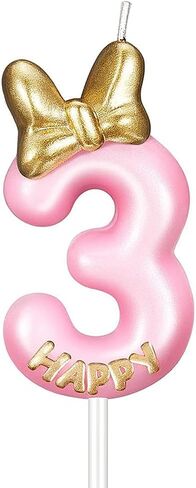 Pink Birthday Candle, Cute Bow Knot Cake Numeral Candles Number Candles for Girls Birthday Anniversary Parties (Number 1) in Saudi Arabia