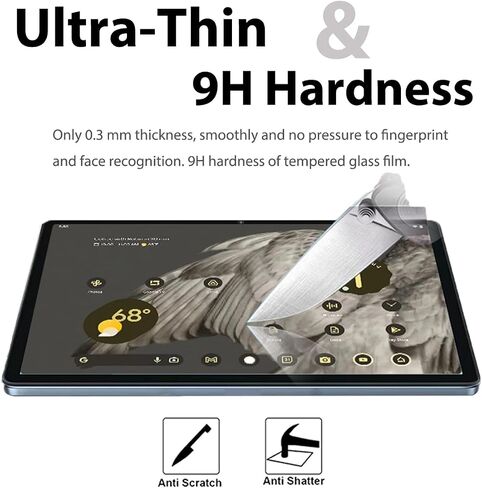 Miimall [2 Pack] Compatible for Pixel Tablet Screen Protector Tempered Glass, Ultra-thin HD Clear 9H Anti-Fingerprint Anti-Scratch Cover Protector Film for Google Pixel Tablet 2023 (11 inch) in Saudi Arabia