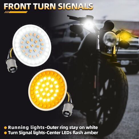 Amazicha 1157 2 "رصاصة LED إشارات الانعطاف الأمامي ضوء الضوء الأبيض الكهرمان الوامض متوافق مع Harley Davidson Sportster Softail Dyna in Kuwait
