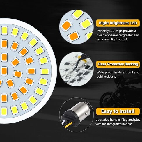 Amazicha 1157 2 "رصاصة LED إشارات الانعطاف الأمامي ضوء الضوء الأبيض الكهرمان الوامض متوافق مع Harley Davidson Sportster Softail Dyna in Kuwait