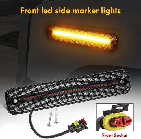 Partsam Smoked Full LED Side Marker Lights Kit Compatible With Hummer H2 2003 2004 2005 2006 2007 2008 2009 H2 Turn Signal Lights Lamps 144 SMD LED Sidemarker Lamps Replacement(2Amber+2Red) in Saudi Arabia