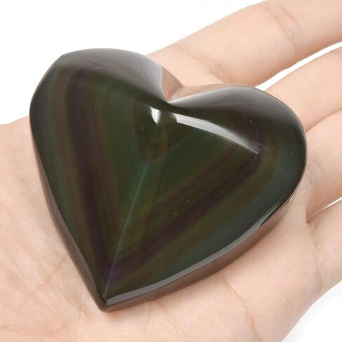 1/2LB Large Rainbow Obsidian LOVE Heart Stone Specimen Collection Pocket Palm Worry Stone in Saudi Arabia