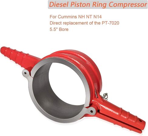 7020 Diesel Piston Ring Compressor Tool (Red) 5.50" Bore Heavy Duty Compatible with Cummins NH NT N14 Replaces PT-7020 in Saudi Arabia