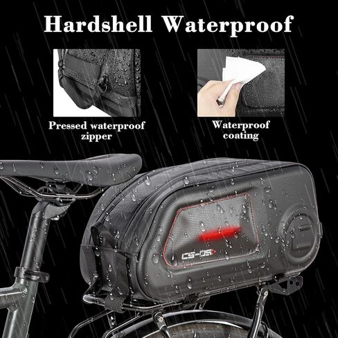 Bike Rack Bag CS-05 Waterproof Hard Shell Bicycle Bike Trunk Rear Seat Cargo Rear Pack Bag for Storage Pannier Luggage Carrier Pouch Handbag for Outdoor Travel Commute 8L in Saudi Arabia